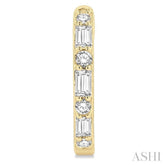 1/4 Ctw Petite Baguette and Round Cut Diamond Fashion Huggies in 10K Yellow Gold